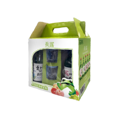 (特價) 綠色 禮盒裝-真露燒酒 (5支酒+2個酒杯)